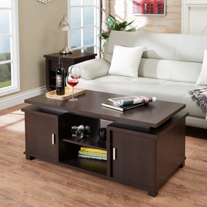 Orsen Contemporary Storage Double-decker Coffee Table