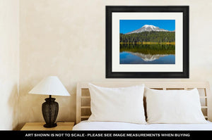 Framed Print, Seattle Mount Rainier And Reflection Lake