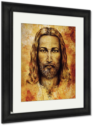 Pencils Drawing Jesus On Vintage Paper