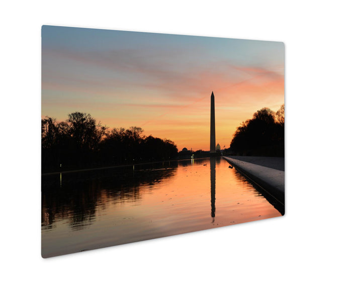 Metal Panel Print, Washington D C Sunrise Lincoln Memorial Silhouettes Capitol