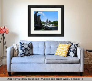 Framed Print, Salem Oregon Capitol Building And Water Fountain