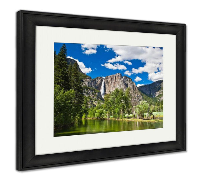 Framed Print, The Waterfall In Yosemite National Park