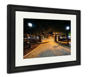 Framed Print, The Cobblestone Driveway To Johns Hopkins University At Night I