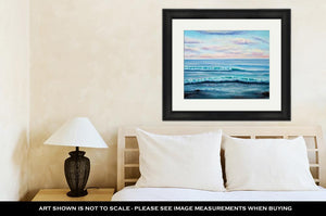 Framed Print, Original Oil Painting Showing Ocean Or Seashore Or Beach On Canvas Modern