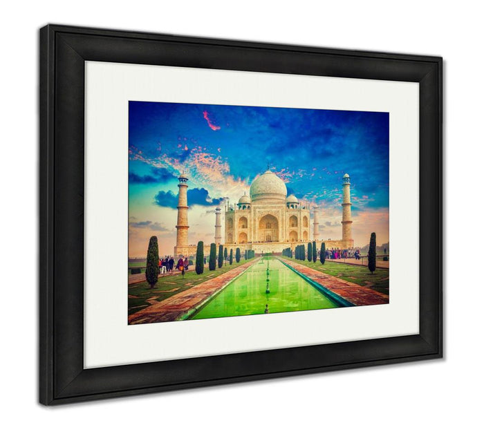 Framed Print, Taj Mahal On Sunrise Sunset Agra India
