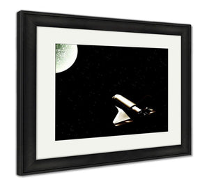 Framed Print, Space Shuttle Over Planet
