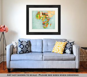 Framed Print, Map Of Africa Flags Of All Countries