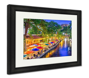 Framed Print, San Antonio Texas USA Cityscape At The River Walk